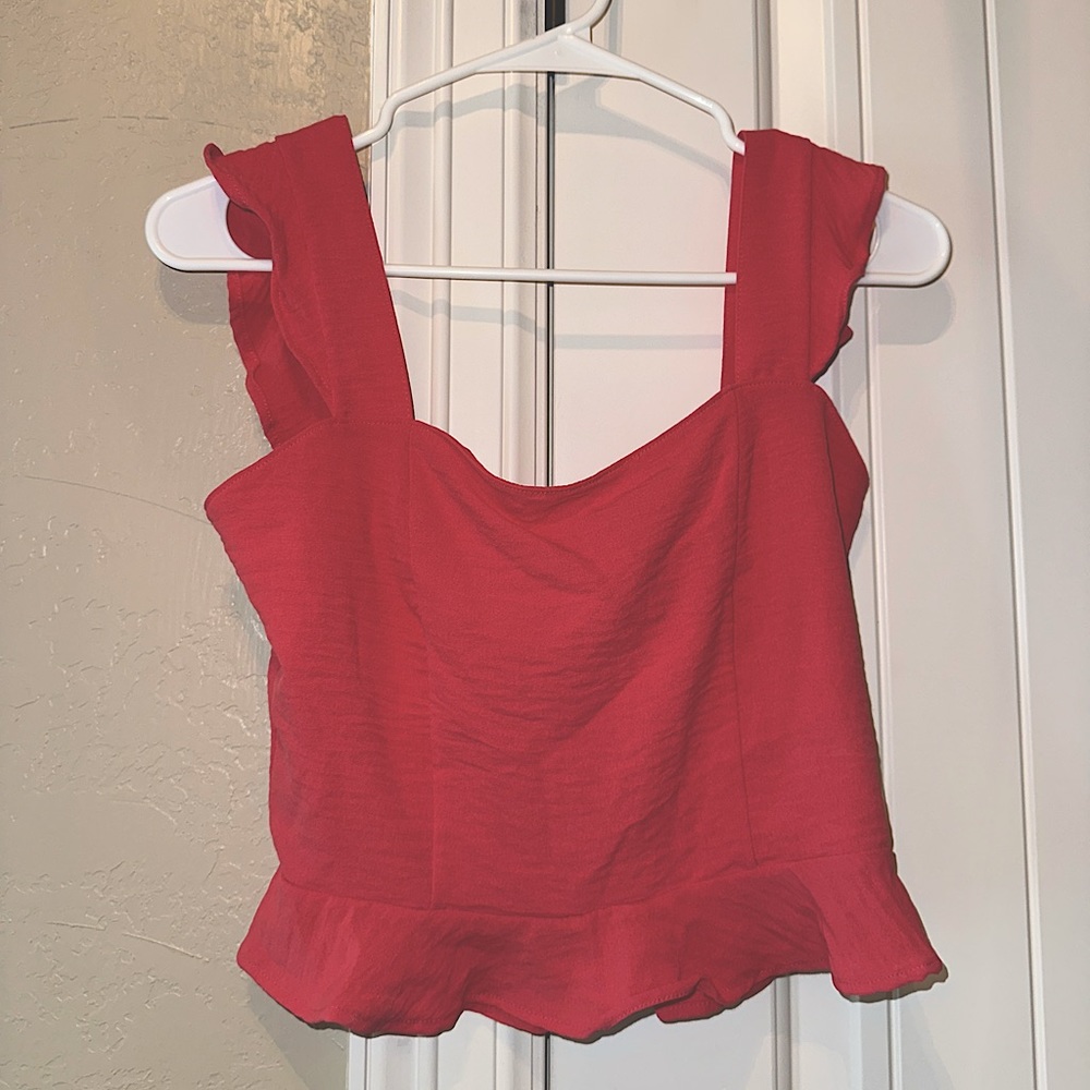 Pink Ruffled Crop Top